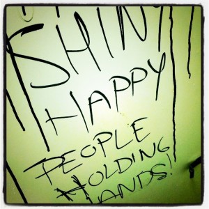 Shiny, happy people holding hands